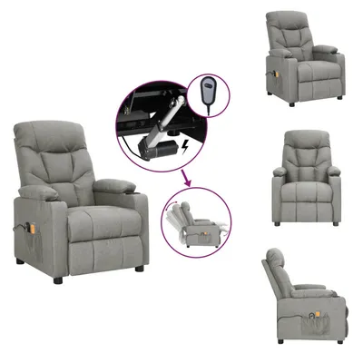 Immagine prodotto di vidaXL Sedia da massaggio elettrica in tessuto grigio chiaro - Sedia da massaggio