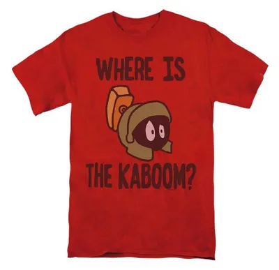 Image de T-shirt Looney Tunes - "Where is The Kaboom?" - Modèle unie pour hommes/femmes (TV37672) (Taille XL) (Rouge), productTiles.product.images.aiGenerated