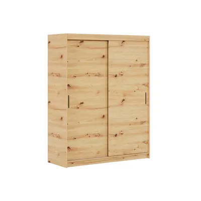 Produktbild von Kleiderschrank ILIAN, Schwebetürenschrank 100 cm, Schlafzimmerschrank mit Kleiderstange und Regalfächern, Flurschrank, Flur, Garderobe Eiche Artisan