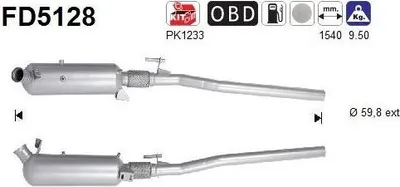 Produktbild von AS FD5128 Dieselpartikelfilter Rußpartikelfilter DPF passend für MERCEDES-BENZ VIANO (W639) Euro 5 Abgasanlage Diesel