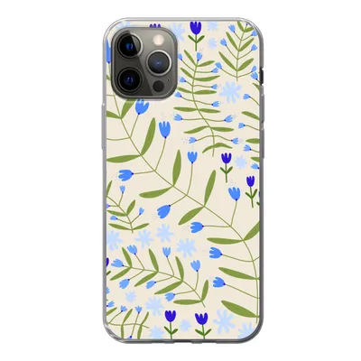 Produktbild von MuchoWow® Handyhülle Schutzhülle Hülle für iPhone 13 Pro Blume - Blätter - Blau Silikon Softcase Handy Hülle - Handy-Tasche
