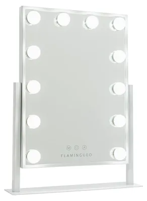 Make-up-Spiegel mit 12 LED, 3 Lichtmodi, Touch, verstellbar, Weiß, 47,5 cm