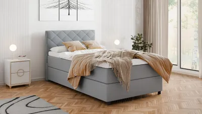 Produktbild von BOXSPRINGBETT Diamaro 120x200 cm mit Bettkasten und Topper - Hellgrau