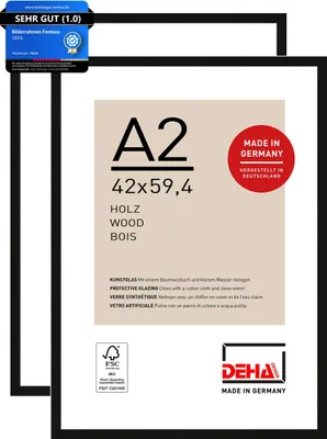 Produktbild von DEHA Design Bilderrahmen Fontana (2er Set), A2 42x59,4 cm, Holz Schwarz