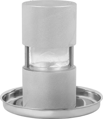 Zdjęcie produktu dla SucceBuy wyciskarka do kul lodowych, 6,1 cm wyciskarka do kul lodowych, samolotowa wyciskarka do kul lodowych wykonana ze stopu aluminium ze szczypcami i tacką ociekową, do whisky, burbona, koktajli, srebrna