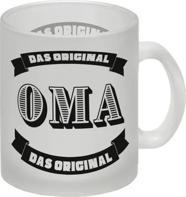 Produktbild von Oma Glas Tasse mit Spruch Oma Das Original