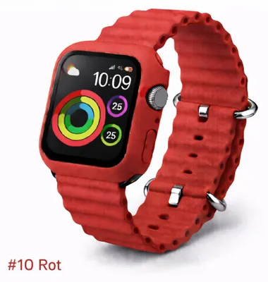 Produktbild von Apple Watch Silikon Ocean Sport  Armband + Case Hülle Serie 1-9 - 10# Rot, Apple Watch 40mm