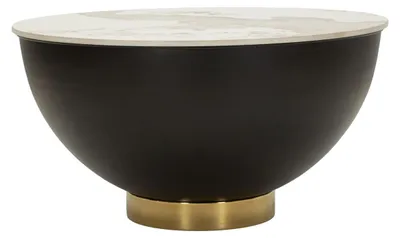 Image de Table basse Glam avec structure en métal et plateau effet marbre