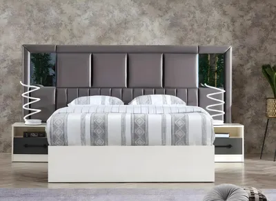 Produktbild von Moderne Schlafzimmer Doppelbett Holz Möbel Einrichtung Bett Design Möbel