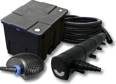 Produktbild von SunSun Komplettset: CBF-350 Teichfilter bis 12000 L Teichfilteranlage als Durchlauffilter, CTF-3800 SuperECO Teichpumpe 3600l/h 20W, CUV-272 Teichklärer UVC Klärer mit 72W, 25m Teichschlauch 25 mm