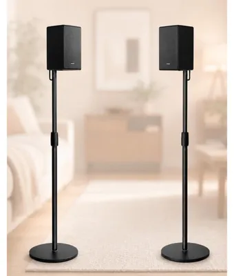 Obrázek produktu pro Stojan na reproduktory - Sada 2 kusů - 73 až 140 cm - Kovová podstava - Nastavitelné nožičky