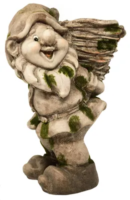 Image de Figurine de jardin : nain de jardin avec pot de fleurs, pot de fleurs décoratif pour le jardin