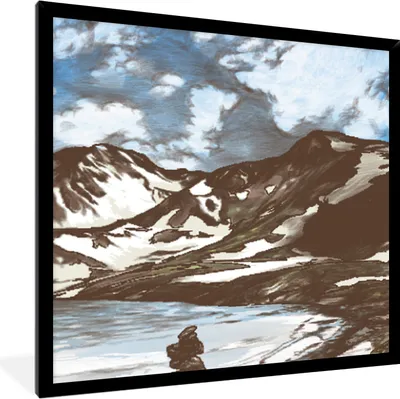 Produktbild von MuchoWow® MuchoWow® Gerahmtes Poster Berg - Meer - Himmel 40x40 cm - Poster mit zchwarzem Bilderrahmen - Mit Rahmen - Wanddekoration Schlafzimmer