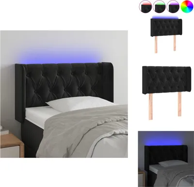 Produktbild von vidaXL LED Kopfteil Schwarz 83x16x78/88 cm Samt -  Kopf- & Fußenden