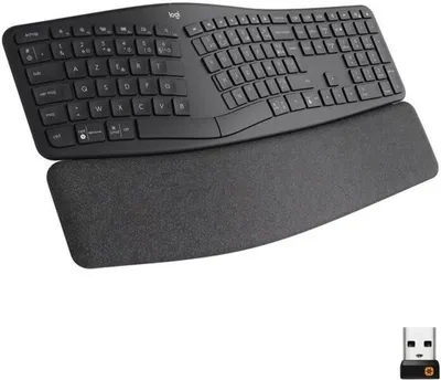 Produktbild von Tastatur, Kabellos, Logitech ERGO K860, AZERTY, Ergonomisch, Handgelenkstütze, Schwarz, Windows/MacOS kompatibel