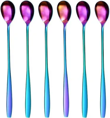 Productafbeelding van Ibenzoa® Gouden set van 6 lepels, 22 cm, roestvrij staal – koffielepels, dessertlepels en cocktaillepels, vaatwasmachinebestendig