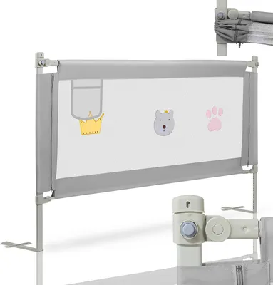 Produktbild von TolleTour Bettgitter Bettschutzgitter Kinderbettgitter 150cm Babybettgitter Gitter Kinderbett Fallschutz Bett gray