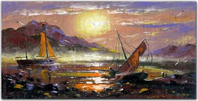 Produktbild von Coloray Bild aus Leinwand 100x50 Leinwand Dekoration - Malerei Boote