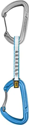 Expressset Colt Wire von singing rock; bestehend aus einem blauen Karabiner und einem grauen Karabiner mit einer weißen Bandschlinge.