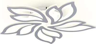 A modern ceiling light fixture shaped like a flower with five petals, against a white background.