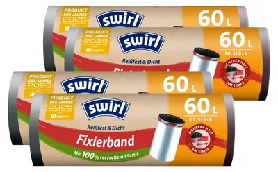 Produktbild von 4x Swirl Fixierband Müllbeutel 60L ( 10 stk./Rolle )