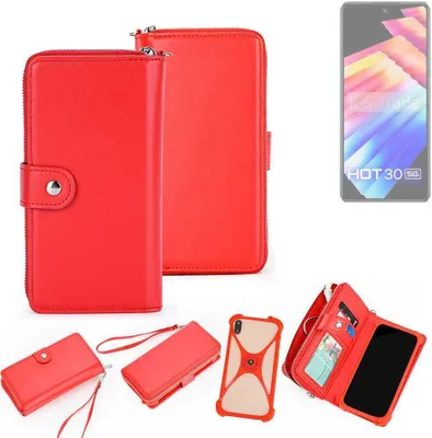 Produktbild von K-S-Trade 2in1 Schutzhülle Portemonnee Handyhülle mit Bumper kompatibel mit Infinix Hot 30 5g Hülle Case Etui Geldbörse Smartphone rot (1x)