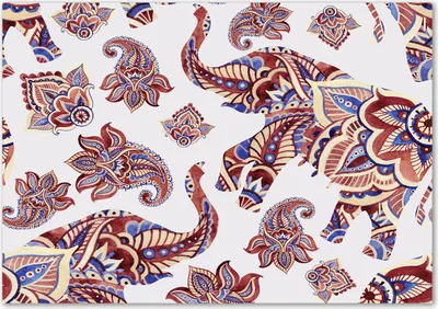 Produktbild von Tulup® Glas-Bild - 100 x 70 - Wandbild aus Glas - Wandkunst - Wandbild hinter gehärtetem Sicherheitsglas - Tiere - Elefanten Ornamente - Mehrfarbig