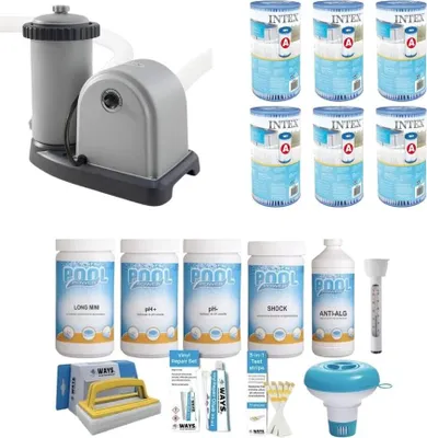 Zdjęcie produktu dla WAYS - Pielęgnacja basenu - Zestaw Medium Deluxe i pompa filtrująca 5678 l/u oraz 6 filtrów typu A