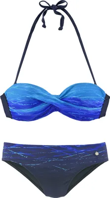 Produktbild von LASCANA Bügel-Bandeau-Bikini blau-bedruckt Größe 42 Cup B