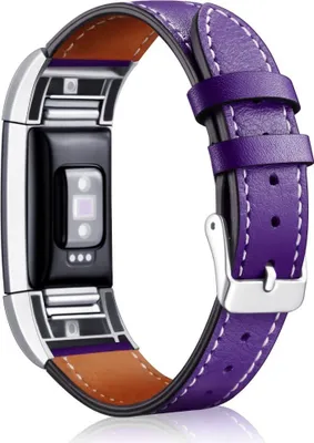 Produktbild von Kompatibel mit Fitbit Charge 3 & 4 Armband Kunstleder für Damen + Herren verstellbar Ersatzarmband Ersatzband LILA