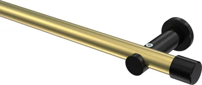 Produktbild von Interdeco Gardinenstange / Vorhangstange Messing-Optik / Schwarz, Typ Platon Santo (Kappe) ohne Ringe, 20 mm Ø 1-läufig, 440 cm
