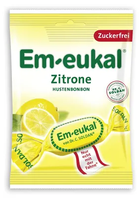 Obrázek produktu pro Em eukal citronové kapky proti kašli bez cukru jednotlivě balené 75g
