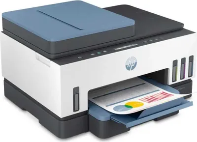 Produktbild von HP Smart Tank 7306 Wireless All-in-One Farbe Drucker, Beidseitiger Druck; Kopierer, Scanner, Thermal Inkjet, Farbdruck, 4800 x 1200 DPI, A4, Direktdruck, Blau, Weiß