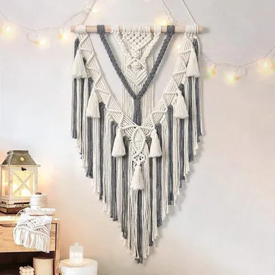 Zdjęcie produktu dla Famana, tapeta ścienna w stylu boho, makrama - beżowa - ręcznie robiona