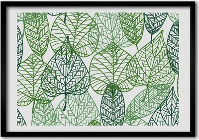 Produktbild von Bild - Bilder - Bilderrahmen - 70 cm x 50 cm - MDF-Rahmen, Wandkunst Grüne Blätter Muster
