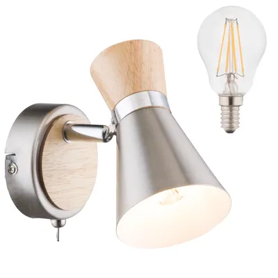 Produktbild von Wandstrahler LED Wandleuchte mit Schalter Wandspot Holz Optik Wandlampe WL2221