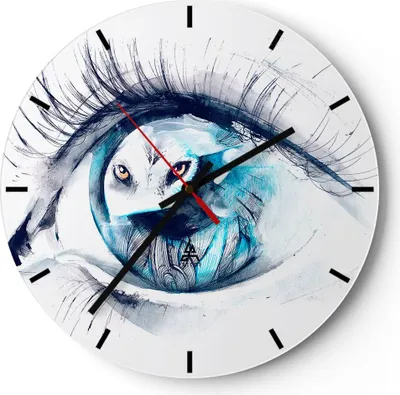 Produktbild von Wanduhr - Rund - Glasuhr - Wildnis fantasie Augapfel illustration - 40x40cm - Schleichendes Uhrwerk - Lautlos - zum Aufhängen bereit - Dekoration Modern - Wanddekoration aus Glas - C3AR40x40-3098