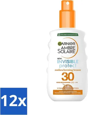 Productafbeelding van Garnier - Ambre Solaire - Invisible Protect Refresh - Transparante bruinende zonnebrand spray - SPF 30 - 200 ml - Voordeelverpakking - 12 stuks