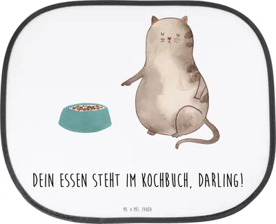 Produktbild von Mr. & Mrs. Panda Autoscheiben Sonnenschutz Katze Fressen - Weiß - Geschenk, Auto, Autosonnenschutz, hitzeschutz, Sonnenblende, Fenster