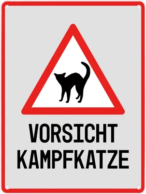 Produktbild von Vorsicht Kampfkatze Warn- und Hinweisschild in Grau mit Piktogramm Warnschild