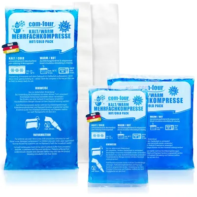 Productafbeelding van Koud-warm gelkompres - Set van 3 maten - Herbruikbaar - Met fleecehoes