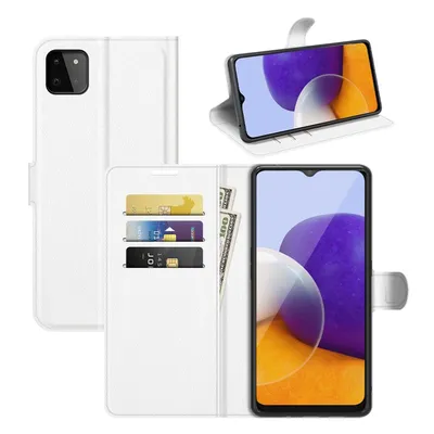 Imagen del producto de Funda de König Design compatible con Samsung Galaxy A22 5G, de cuero sintético, para teléfono móvil, color blanco