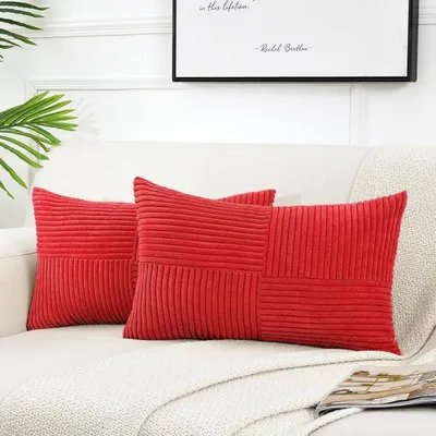 Produktbild von Kissenbezüge 2er Set Kordsamt Rot 30x50 cm Weich Dekokissenhülle