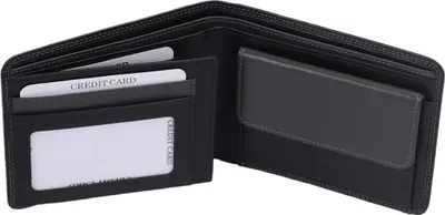 Produktbild von Echtleder Scheintasche schwarz/grau  12,5x10x2,5cm