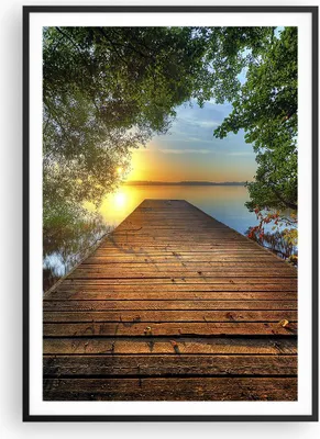 Produktbild von Gerahmtes Poster - Schwarzer Rahmen - Brücke See - 70x100 cm - Wand Bild - Wanddeko - Wandbilder - Kunstposter - Wandposter - Bilderrahmen - Bilder - Kunstdruck - Wandbild - P2BPA70x100-3528