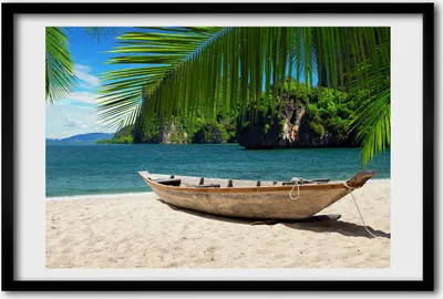 Produktbild von Bild 60x40 MDF-Rahmen, Wandkunst Boot am Strand