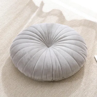 Obrázok produktu pre Meditačný vankúš 40 cm, okrúhly, sivý, zamat, hrubý sedák, pre jogu