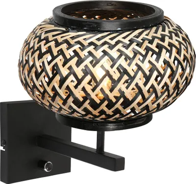 Image de Steinhauer - applique murale - Stang - noir - bambou métal - lampe de lit - E27 - 4459ZW