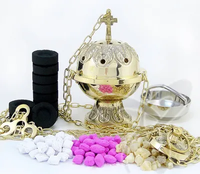 Produktbild von 2923 Weihrauchständer mit Einsatzschale Messing Handarbeit Räucherset Geschenk
