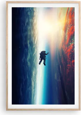 Produktbild von Gerahmtes Poster - Rahmen in heller Eiche - Kosmos Astronaut Planet - 61x91,5 cm - Wand Bild - Wanddeko - Wandbilder - Kunstposter - Wandposter - Bilderrahmen - Bilder - Kunstdruck - P2NPA61x91-5049